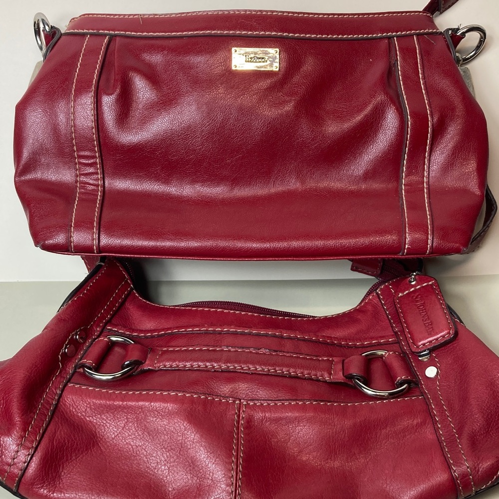 ♥️2/$18 Cherry Red Leather & non-leather purse / Bags ….$4.99 shipping Pre-loved